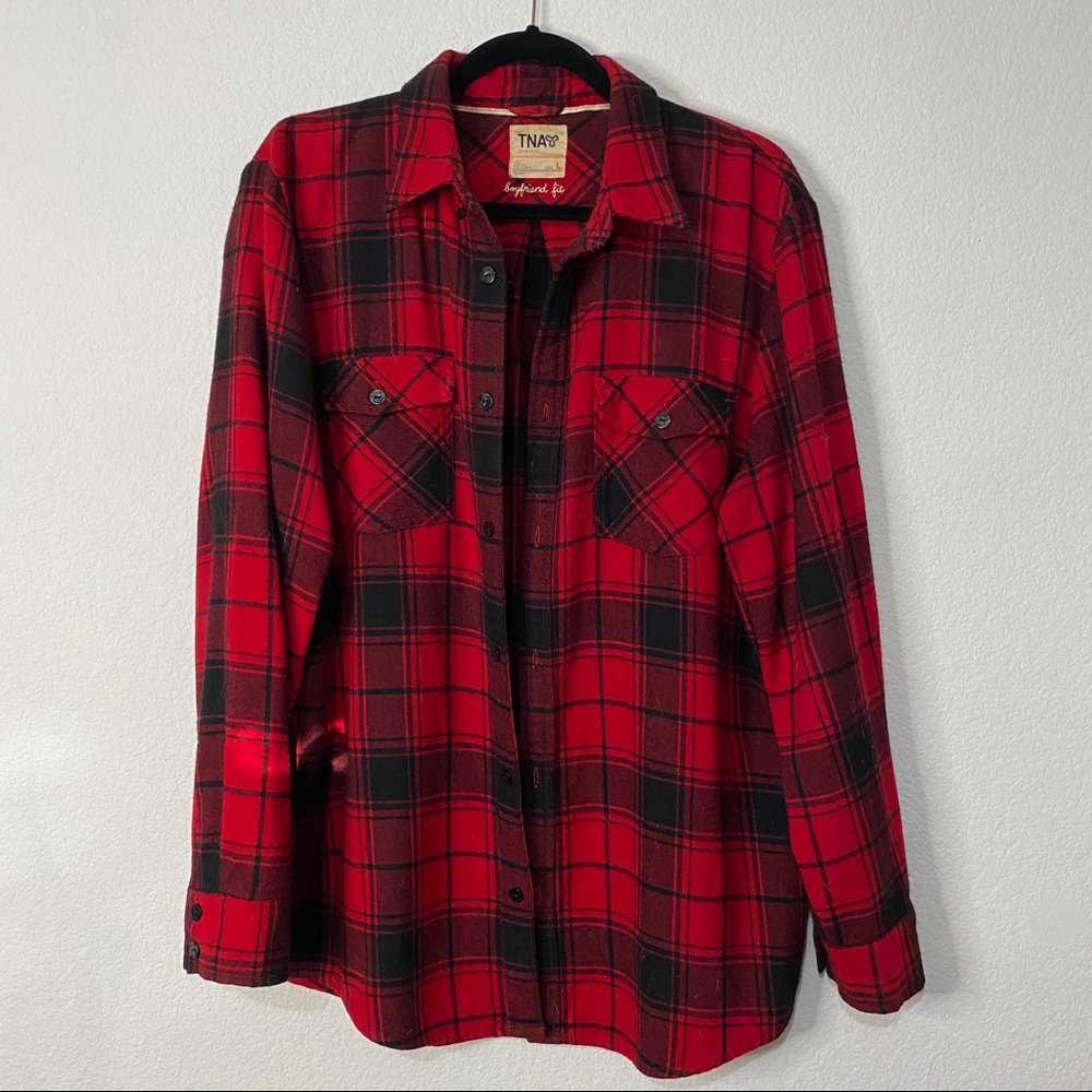 TNA Boyfriend Flannel Button Up Sz L